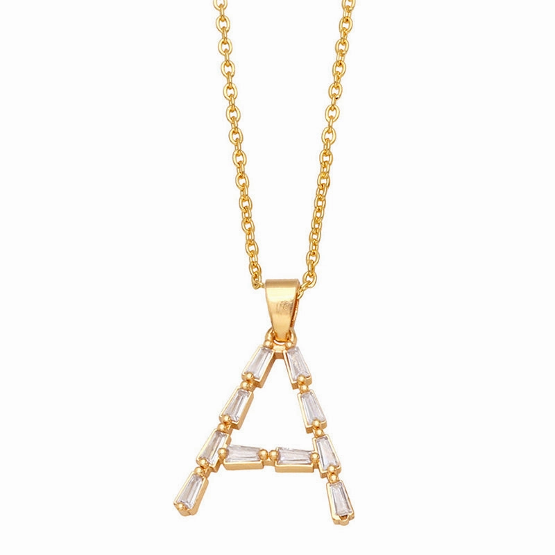 Wholesale Necklace Copper-plated 18K Gold Zircon Letters OLY-NE-AS011