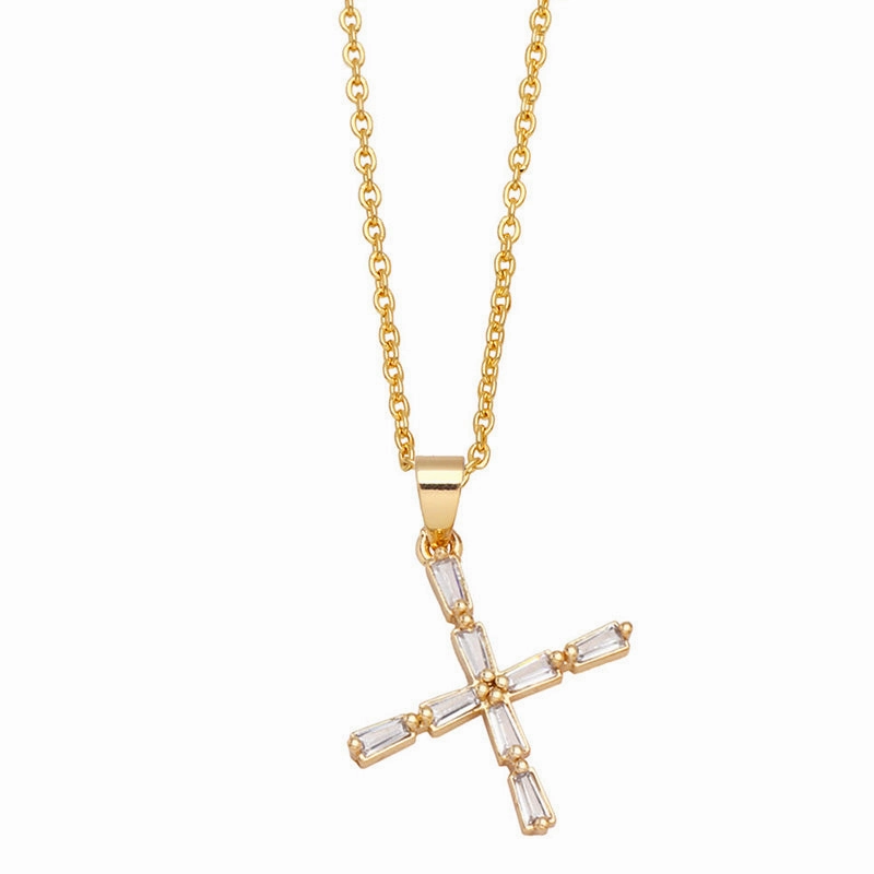Wholesale Necklace Copper-plated 18K Gold Zircon Letters OLY-NE-AS011