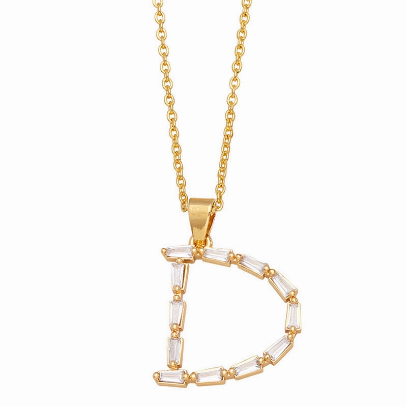 Wholesale Necklace Copper-plated 18K Gold Zircon Letters OLY-NE-AS011