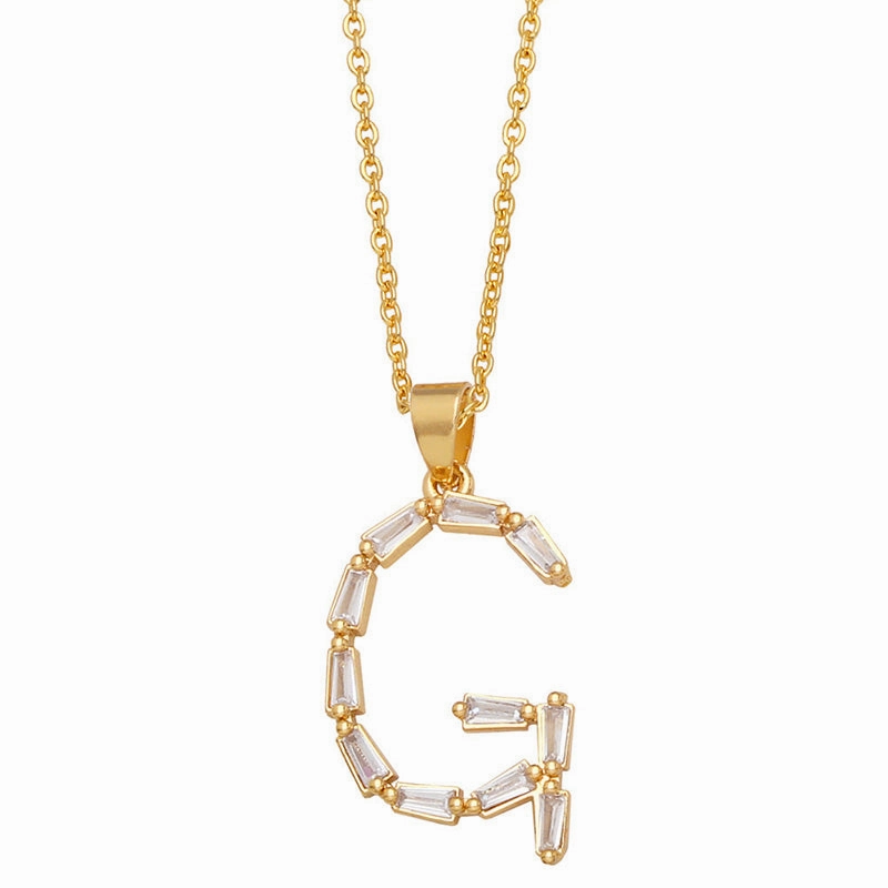 Wholesale Necklace Copper-plated 18K Gold Zircon Letters OLY-NE-AS011