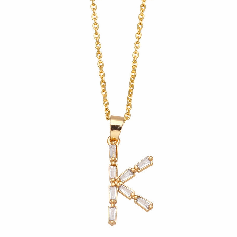 Wholesale Necklace Copper-plated 18K Gold Zircon Letters OLY-NE-AS011