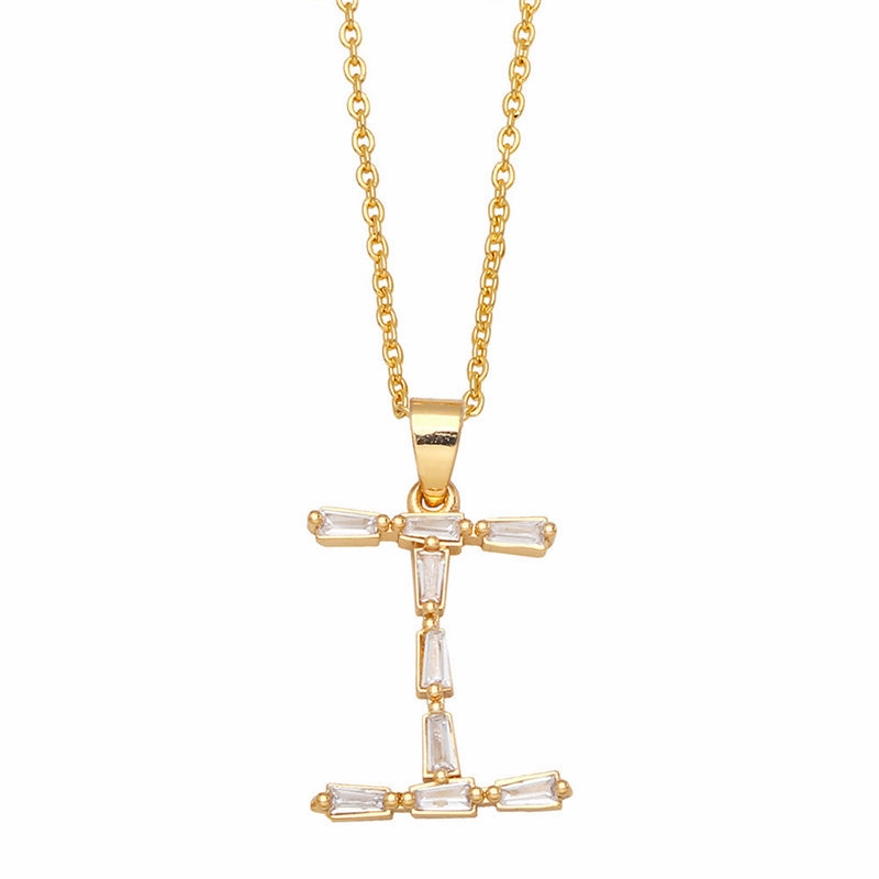 Wholesale Necklace Copper-plated 18K Gold Zircon Letters OLY-NE-AS011