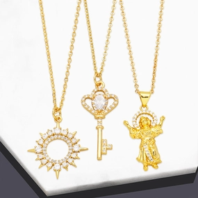 Wholesale Necklace Copper-plated 18K Gold Zircon OLY-NE-AS009
