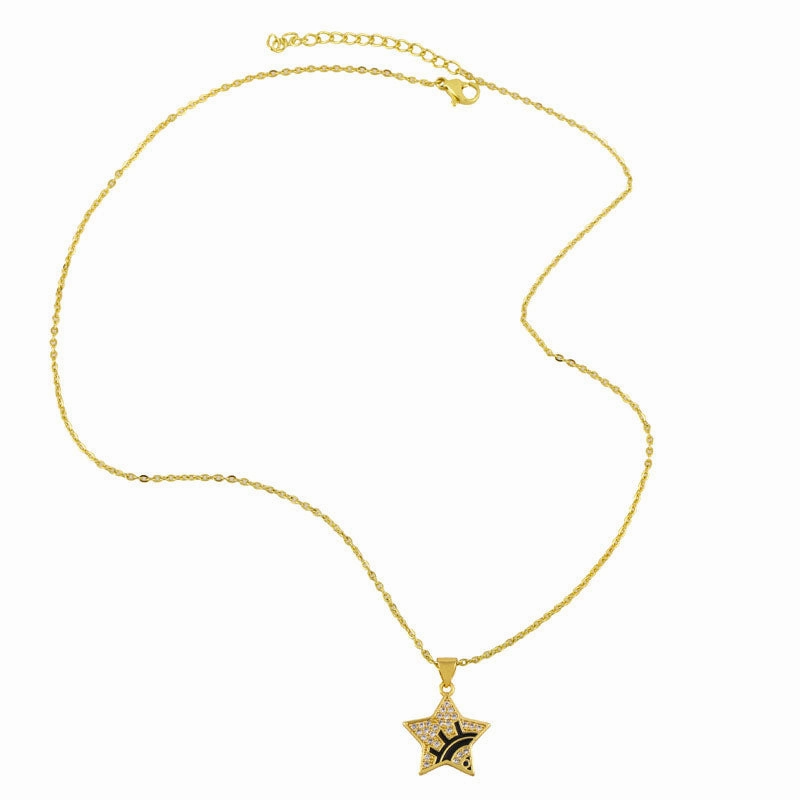 Wholesale Necklace Simple Copper Plated 18K Gold Pentagram OLY-NE-AS011