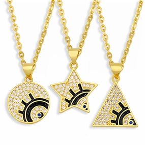 Wholesale Necklace Simple Copper Plated 18K Gold Pentagram OLY-NE-AS011