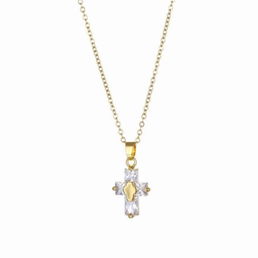 Wholesale Necklace Stainless Steel Cross Zircon OLY-NE-QR013