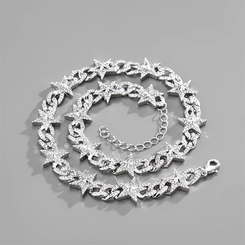 Wholesale Necklaces Alloy Hip Hop Pentagram Cuban Chain Necklace OLY-NE-XD001