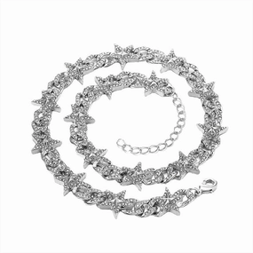 Wholesale Necklaces Alloy Hip Hop Pentagram Cuban Chain Necklace OLY-NE-XD001