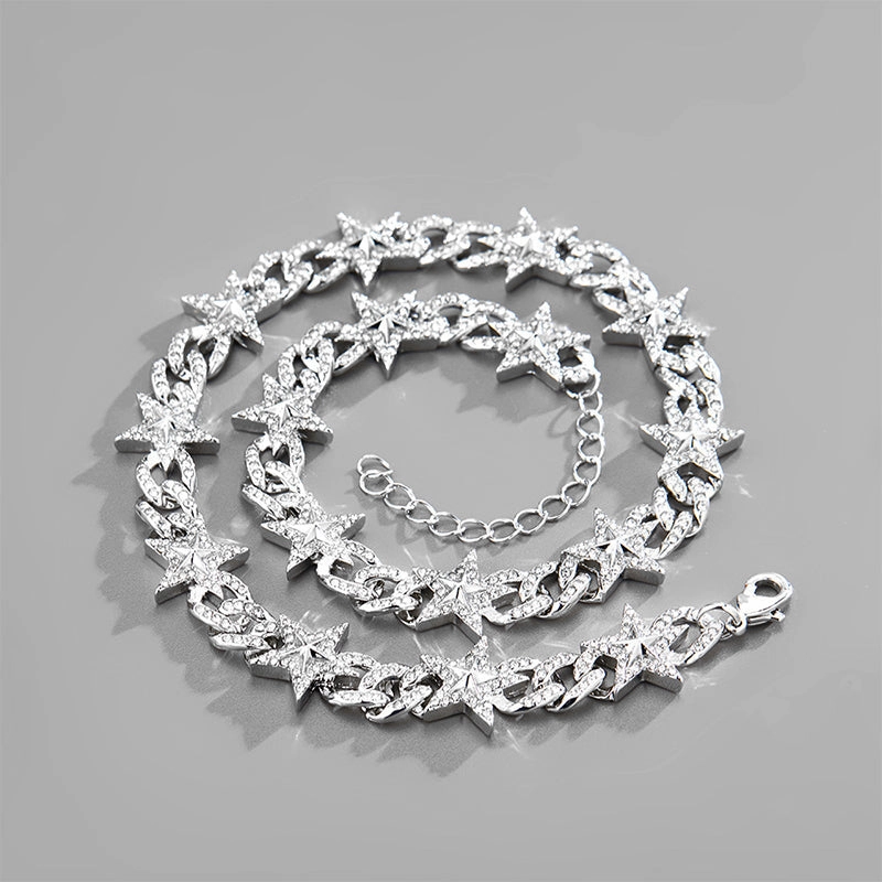Wholesale Necklaces Alloy Hip Hop Pentagram Cuban Chain Necklace OLY-NE-XD001