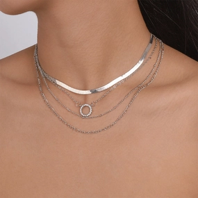 Wholesale Necklaces Alloy N10343 Foreign Trade Vintage Multilayer Snake Bone OLY-NE-QD005