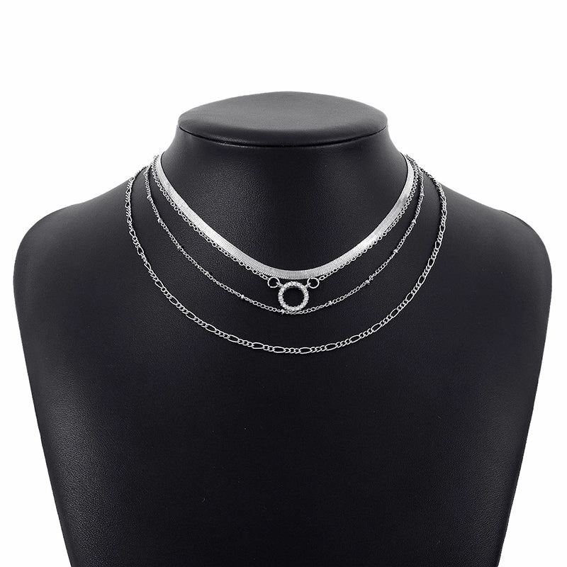 Wholesale Necklaces Alloy N10343 Foreign Trade Vintage Multilayer Snake Bone OLY-NE-QD005