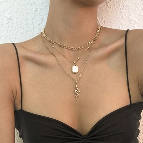 Wholesale Necklaces Alloy N8611 Animal Snake Simple Necklace Personality Temperament OLY-NE-QD007