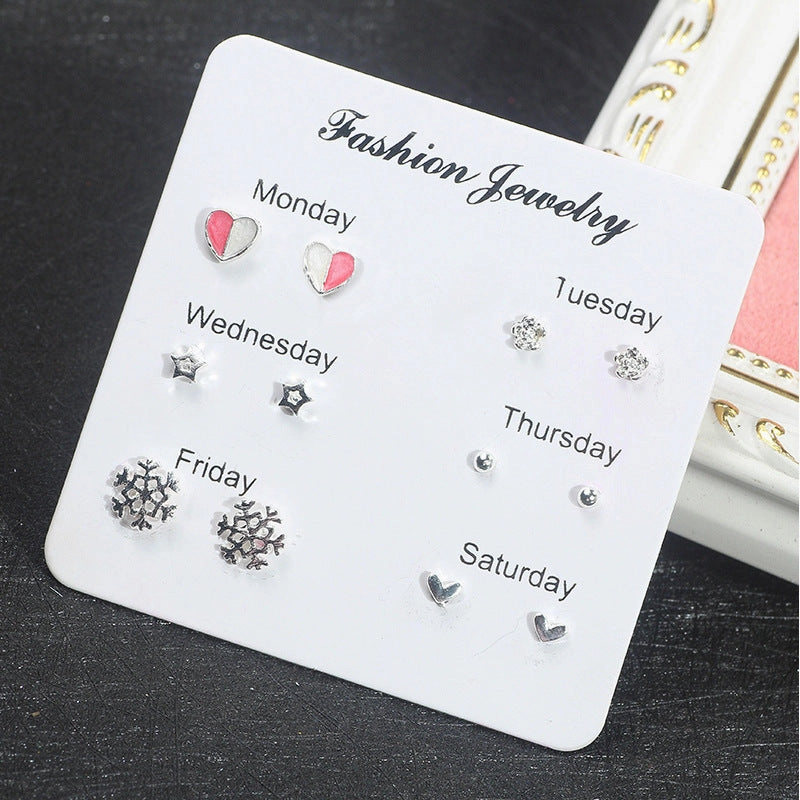 Wholesale Needle One Week Ear Studs Alloy Earrings