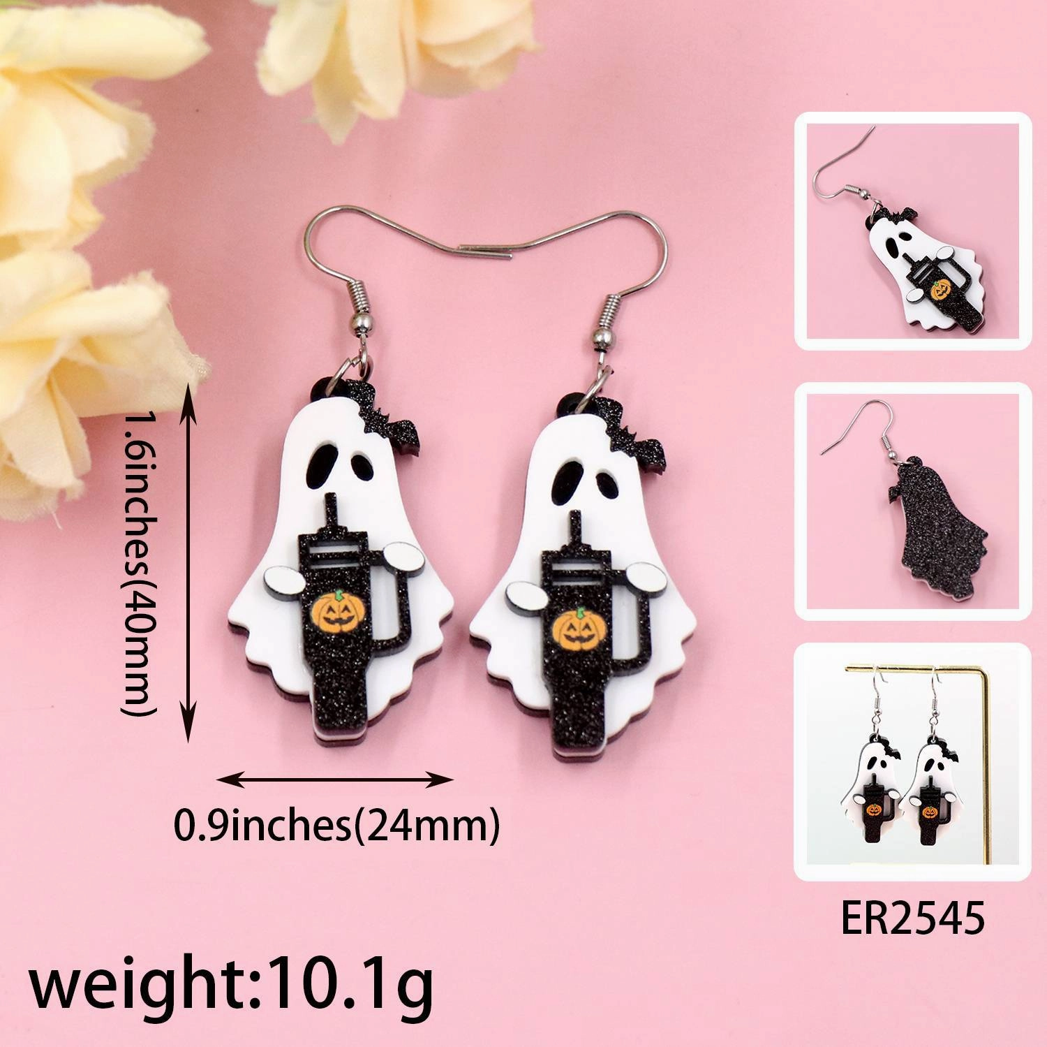 Wholesale New Acrylic Ghost Trumpet Bat Halloween Earrings