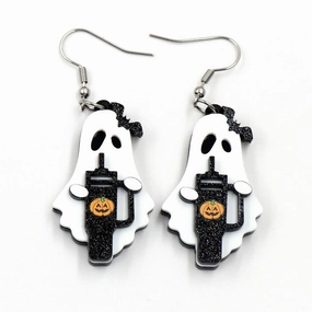 Wholesale New Acrylic Ghost Trumpet Bat Halloween Earrings