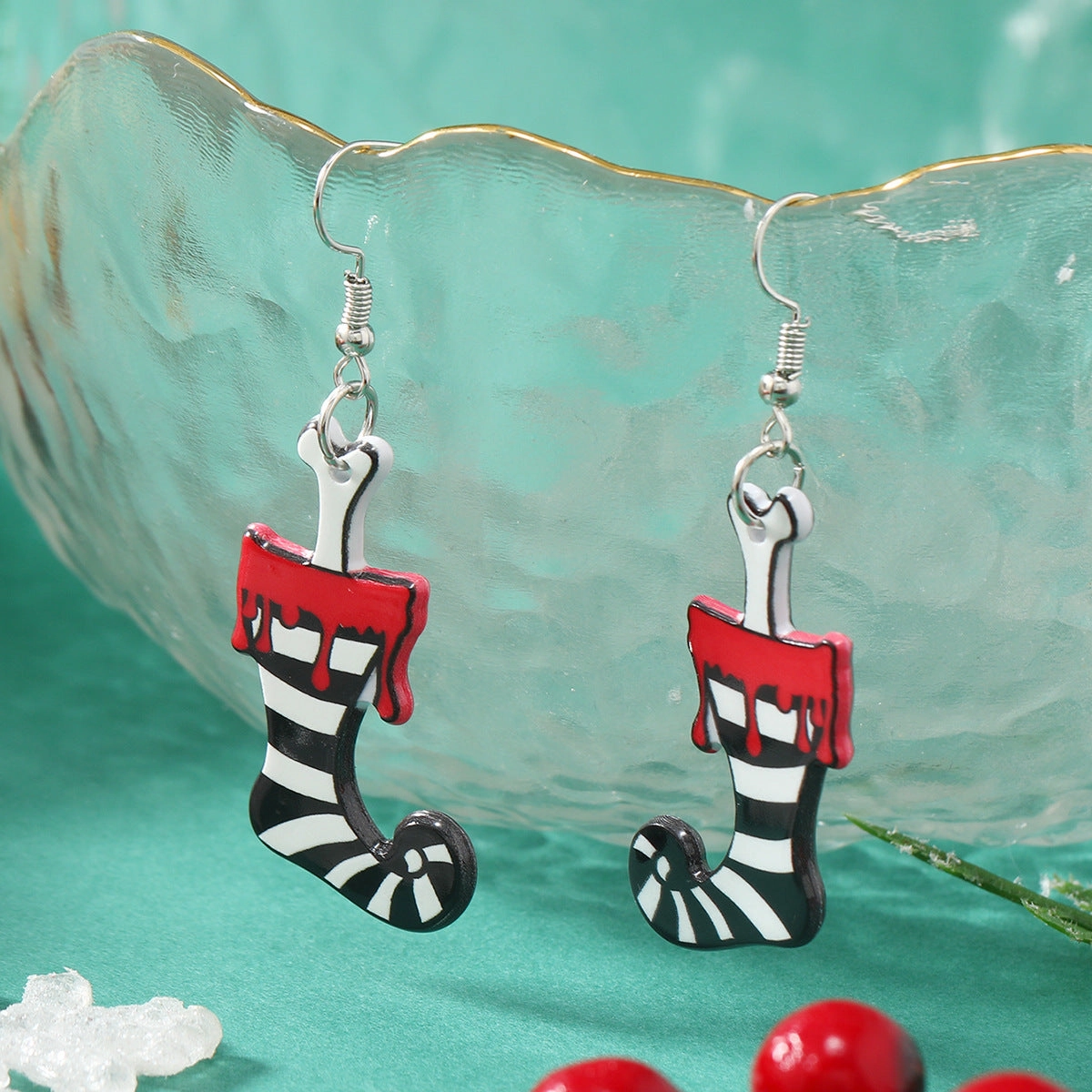 Wholesale New Acrylic Reversible Retro Fashion Halloween Socks Black Cat Earrings