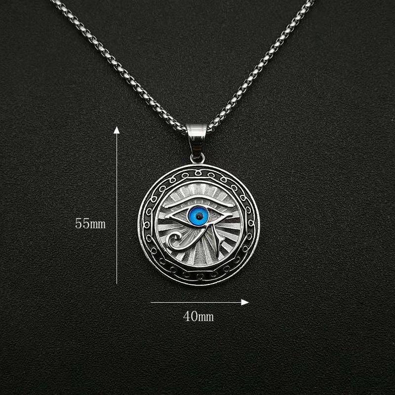 Wholesale New Alloy Gold Plated Blue Eyes Round Plate Pendant Necklace