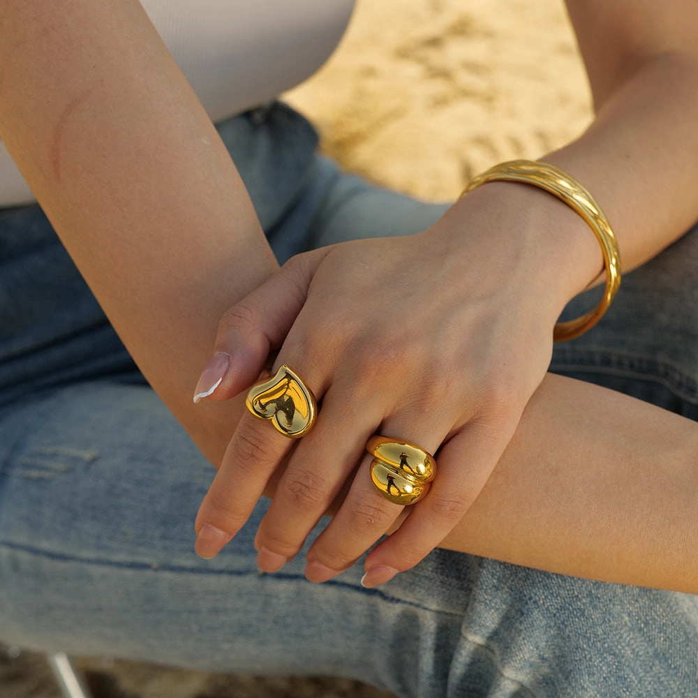 Wholesale New Arrival Love Stainless Steel Gold Plated Ring