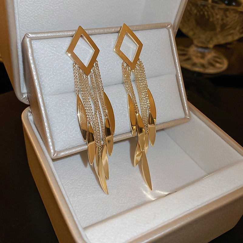 Wholesale New Chinese Style Green Bamboo Tassel Alloy Earrings