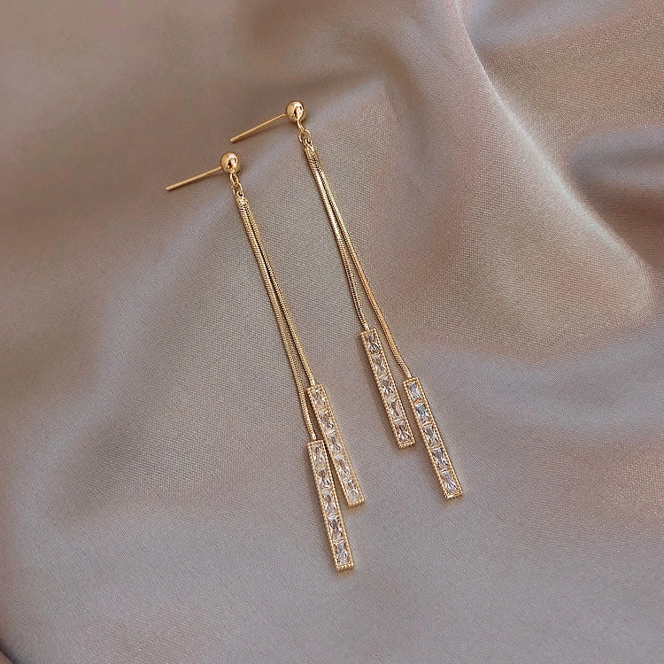 Wholesale New Chinese Style Green Bamboo Tassel Alloy Earrings