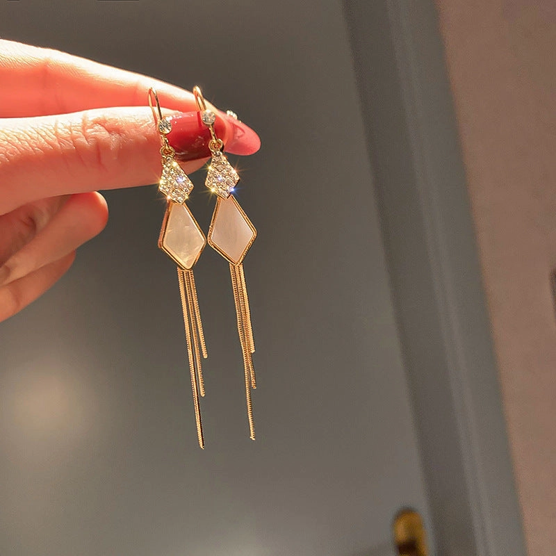 Wholesale New Chinese Style Green Bamboo Tassel Alloy Earrings