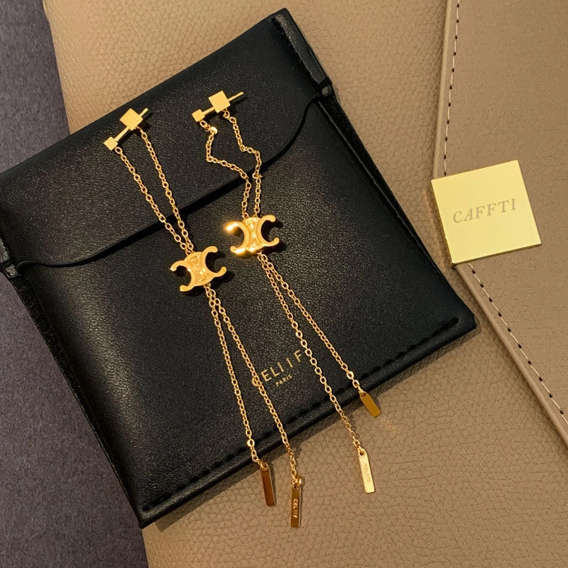 Wholesale New Chinese Style Green Bamboo Tassel Alloy Earrings