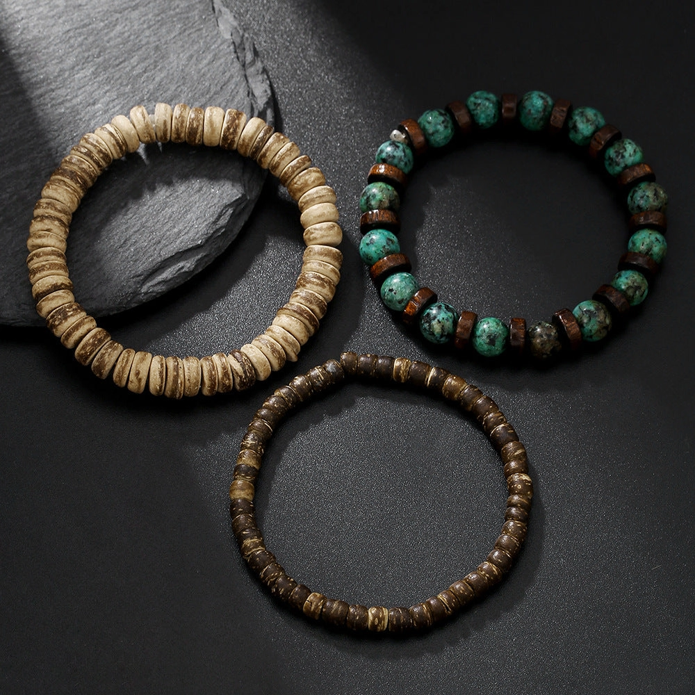 Wholesale New Coconut Shell Wood Chip Multilayer Bracelet Set
