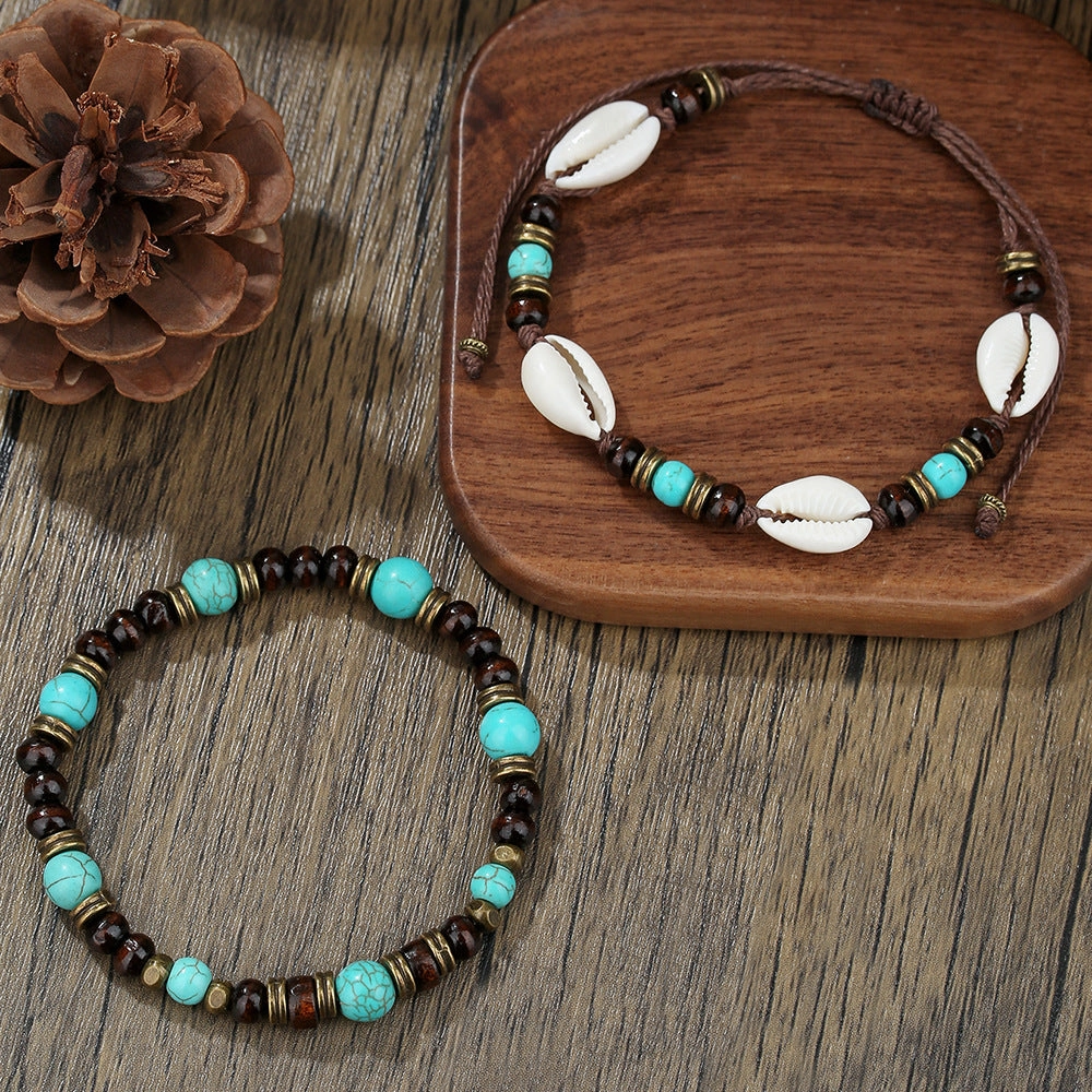 Wholesale New Coconut Shell Wood Chip Multilayer Bracelet Set