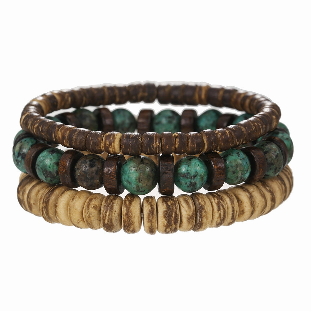 Wholesale New Coconut Shell Wood Chip Multilayer Bracelet Set