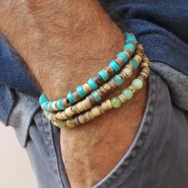 Wholesale New Coconut Shell Wood Chip Multilayer Bracelet Set