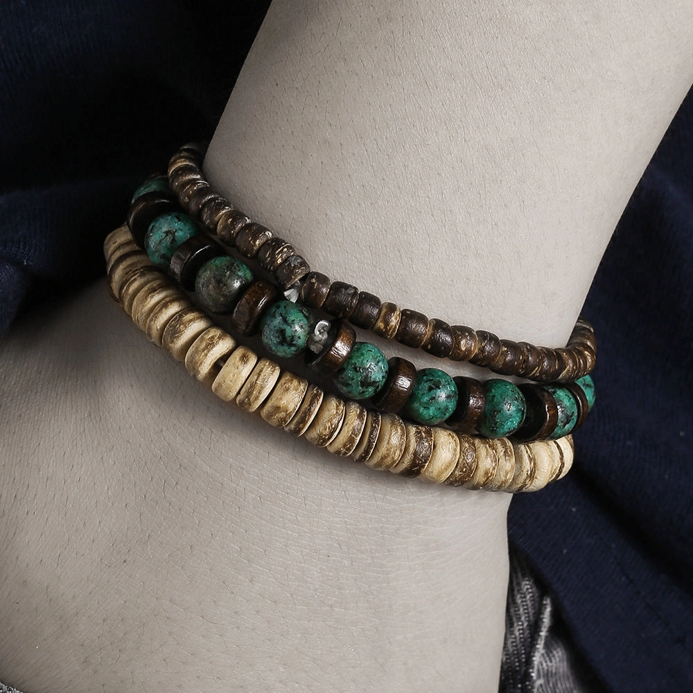 Wholesale New Coconut Shell Wood Chip Multilayer Bracelet Set