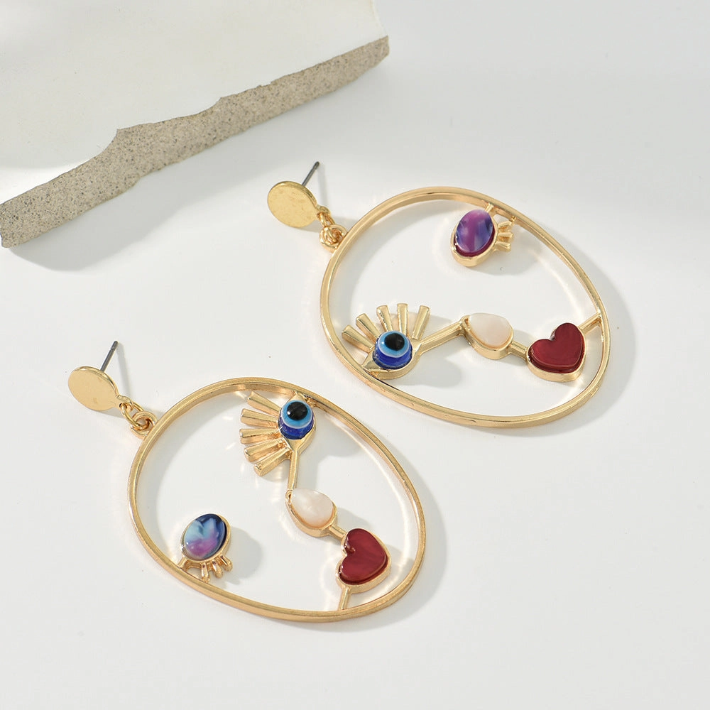 Wholesale New Eye Drop Oil Alloy Earrings