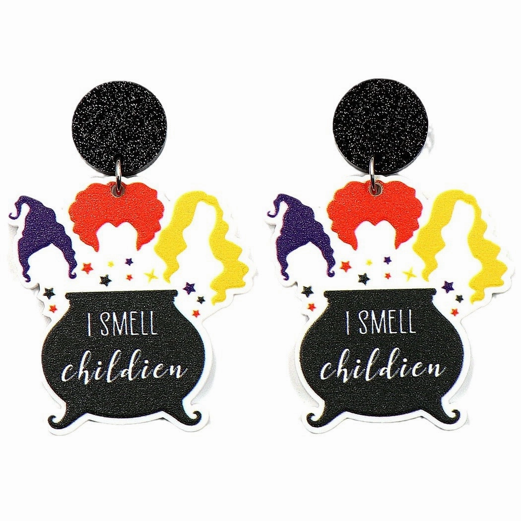 Wholesale New Halloween Witch Magic Pot Earrings Acrylic Jewelry