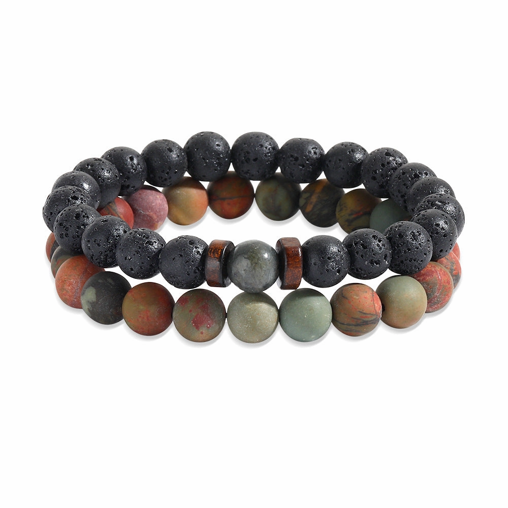 Wholesale New Men's Beaded Cross Bracelet Set