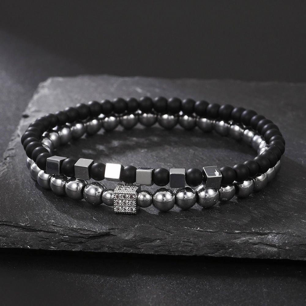 Wholesale New Men's Beaded Cross Bracelet Set