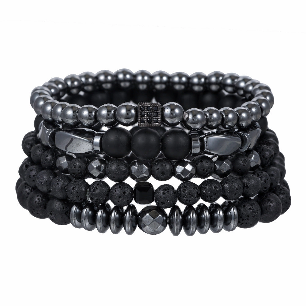 Wholesale New Men's Beaded Cross Bracelet Set