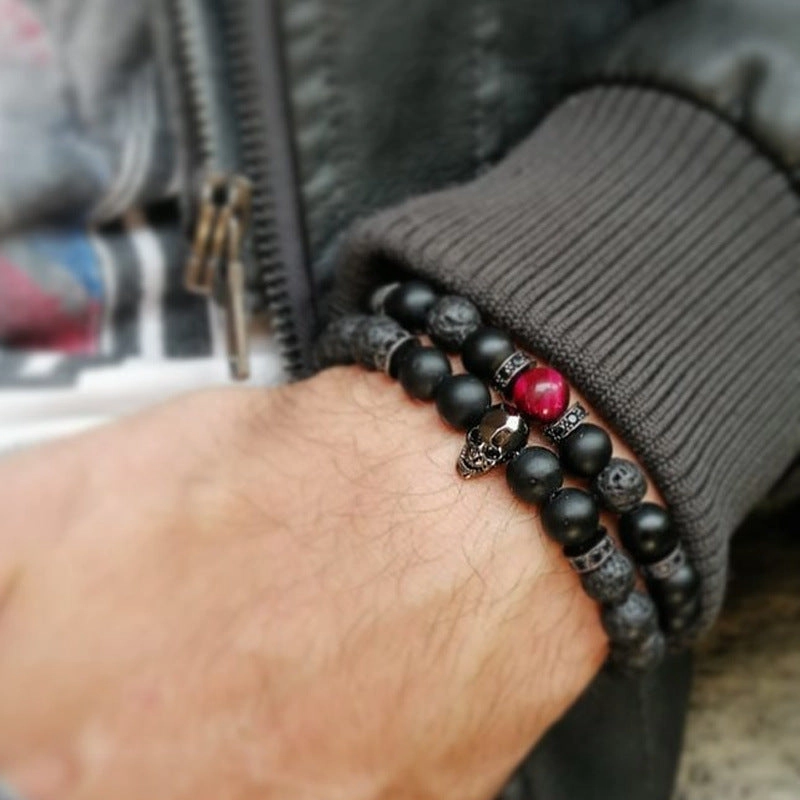 Wholesale New Men's Beaded Cross Bracelet Set
