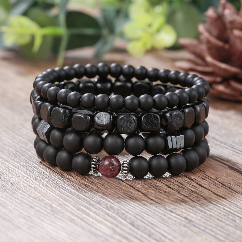 Wholesale New Men's Beaded Cross Bracelet Set