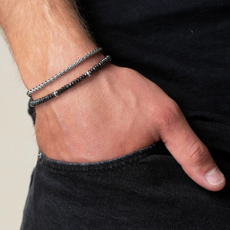 Wholesale New Men's Beaded Cross Bracelet Set