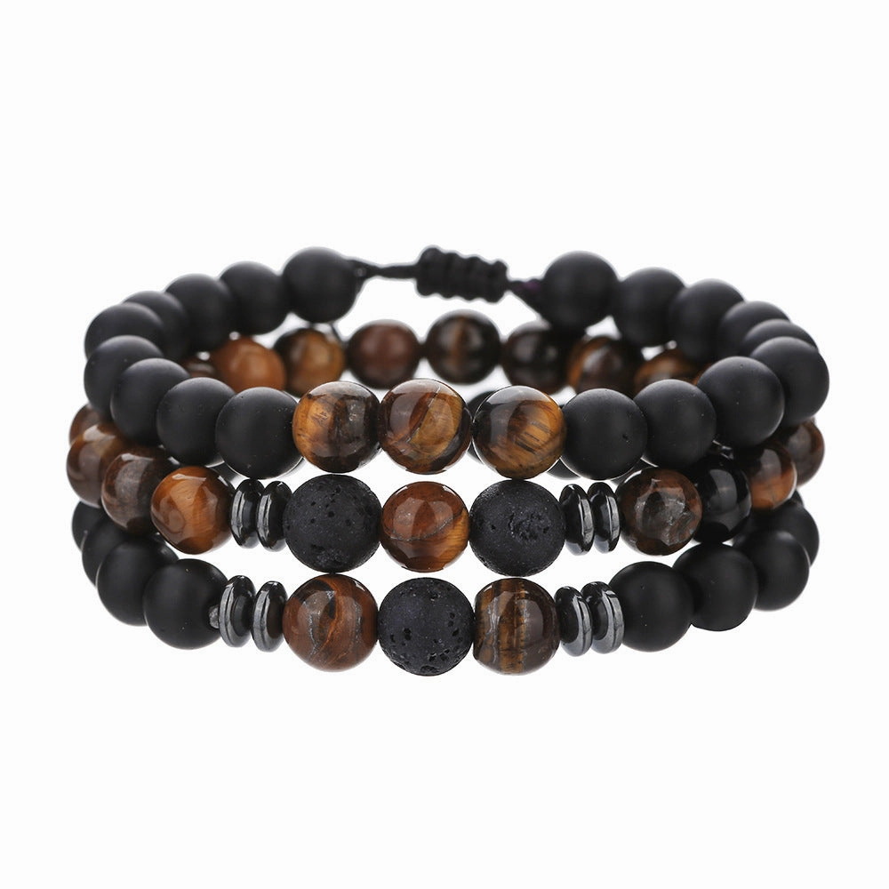 Wholesale New Men's Beaded Cross Bracelet Set