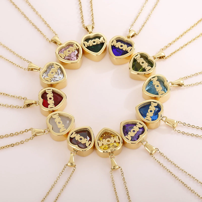 Wholesale new mother's day gift stainless steel heart-shaped necklace