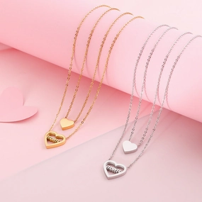 Wholesale New Mother's Day Love Ladies Clavicle Chain Titanium Steel Small Hearts 18K Gold Double Necklace