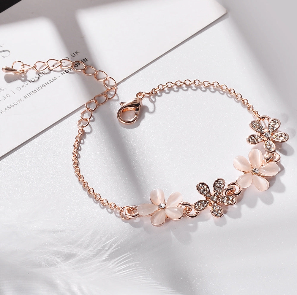 Wholesale New Small Flower Cat's Eye Stone Bracelet