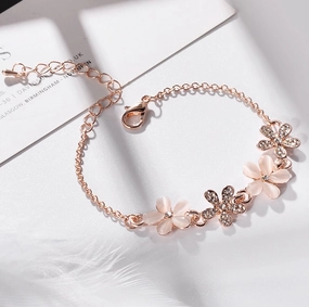 Wholesale New Small Flower Cat's Eye Stone Bracelet
