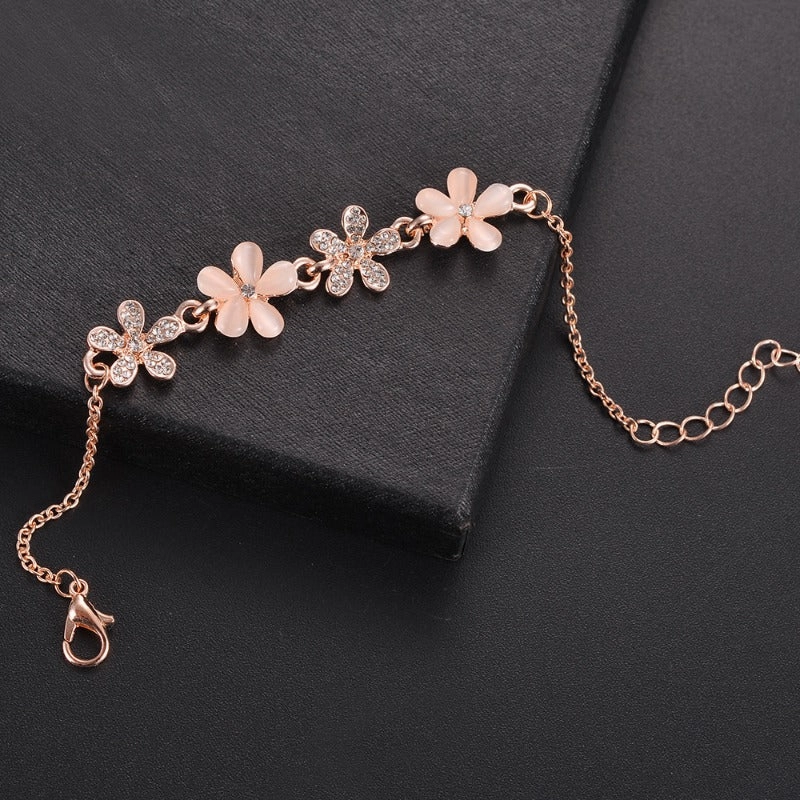 Wholesale New Small Flower Cat's Eye Stone Bracelet