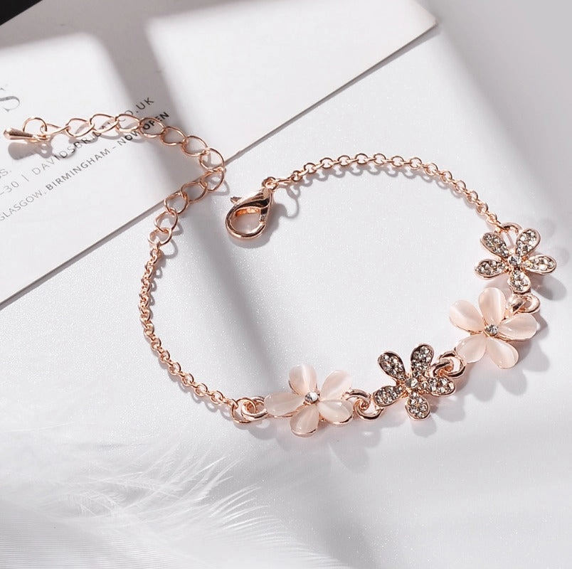 Wholesale New Small Flower Cat's Eye Stone Bracelet