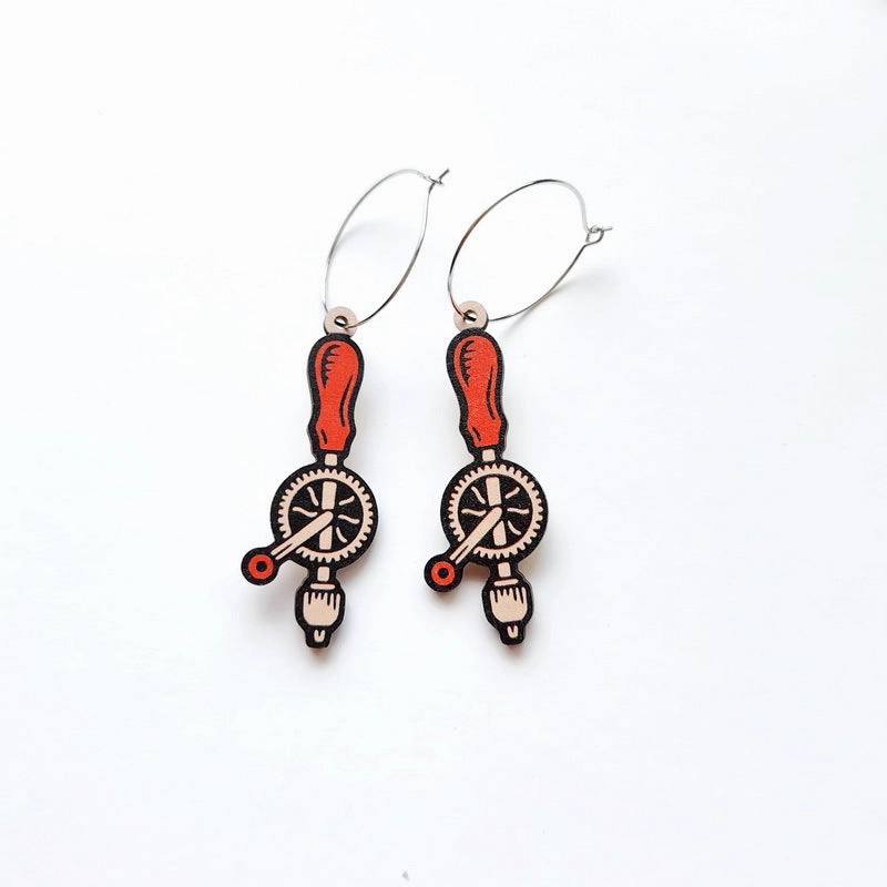 Wholesale New Wooden Hardware Tools Earrings