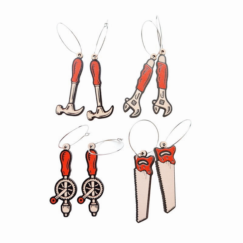 Wholesale New Wooden Hardware Tools Earrings