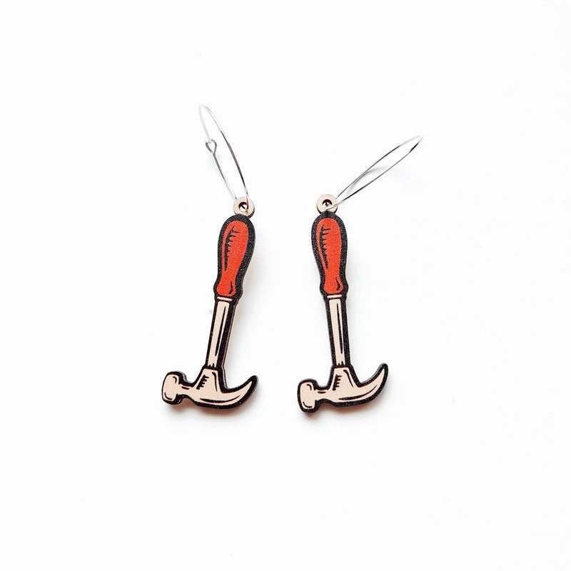 Wholesale New Wooden Hardware Tools Earrings