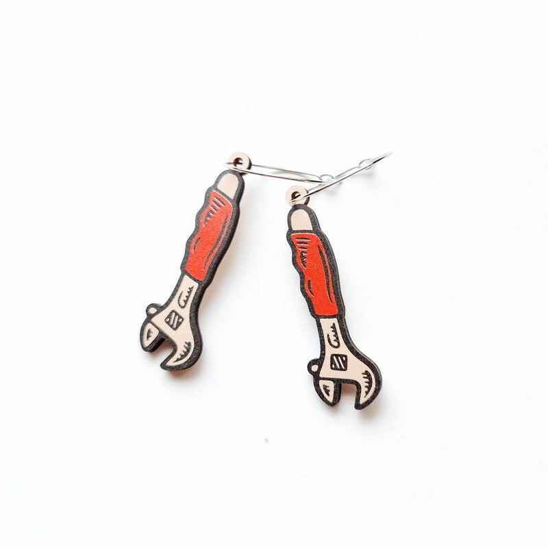 Wholesale New Wooden Hardware Tools Earrings